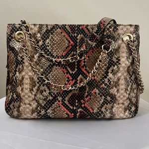 INC Deliz Chain Shoulder Bag, Snake/Gold